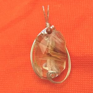 Quartz Pendant wrapped in Sterling